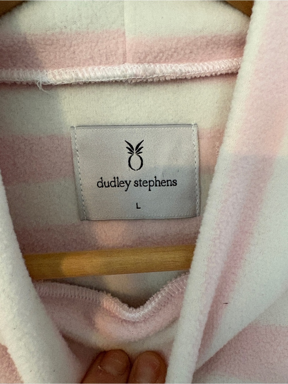 Dudley Stephens Pink and White Striped Kids Fleece Sweater - Picture 2 of 3